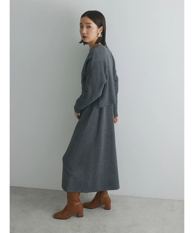 Green Parks armonia. ＳＥＴ２点ニットワンピース Charcoal Gray