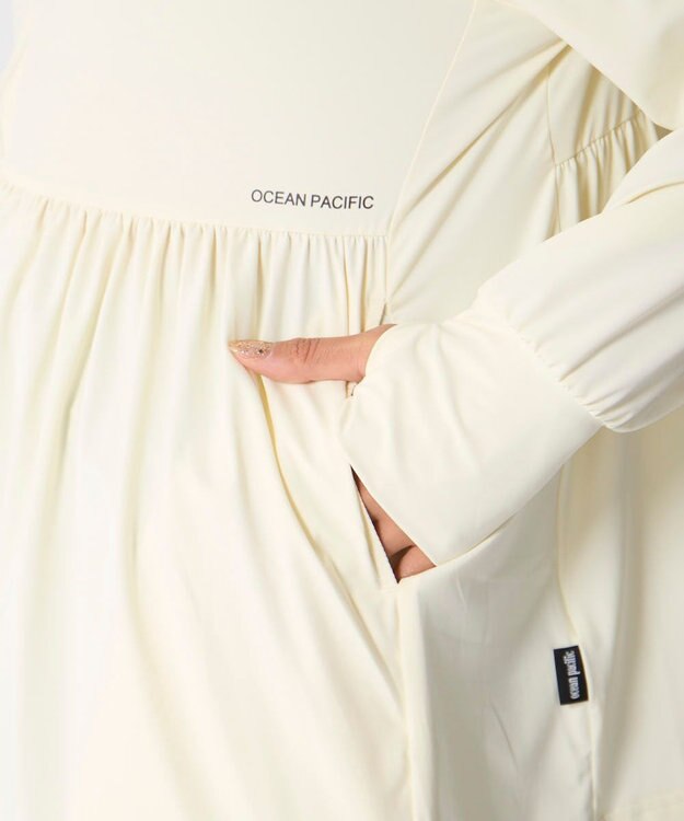 OP／FILA 【Ocean Pacific】接触冷感SNC｜フレアシルエットラッシュガード ホワイト
