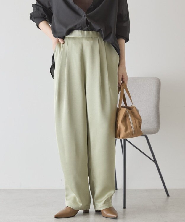 AMERICAN HOLIC 【イージーケア】サテンカーブパンツ Light Khaki