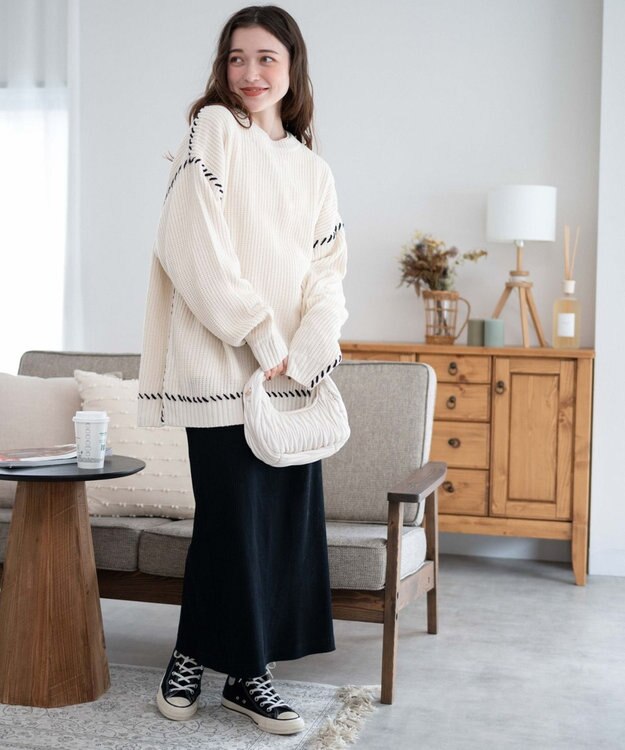 WEGO ハンドステッチプルオーバー ホワイトアイボリー