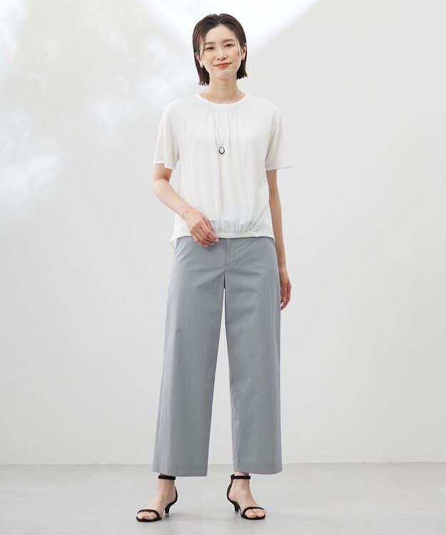 J.PRESS LADIES S 【洗える】ミラノ風天竺シアー カットソー オフ系