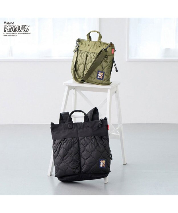 ROOTOTE 8456【スヌーピー】IP.A4アーキャトルワイド.パフ.ピーナッツ-0R 02：カーキ