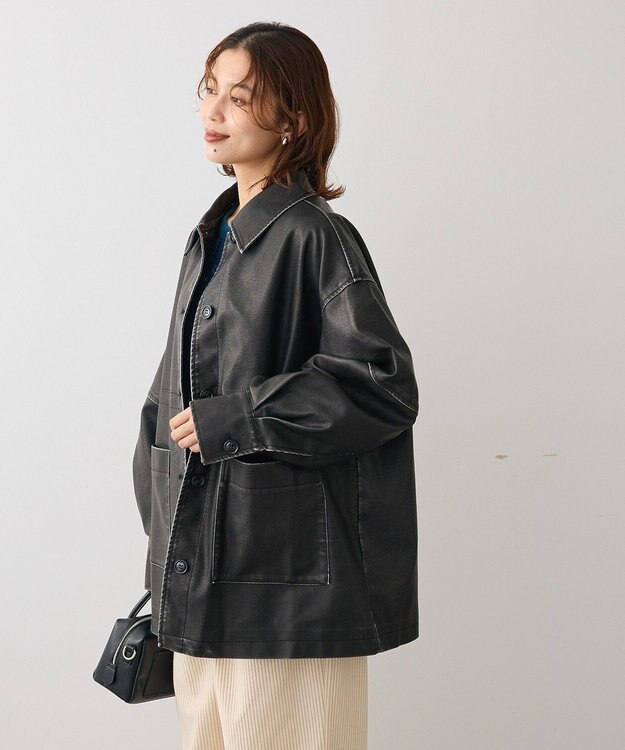 Green Parks ・ＥＬＥＮＣＡＲＥ　ＤＵＥ　フェイクレザーカバーオール Black