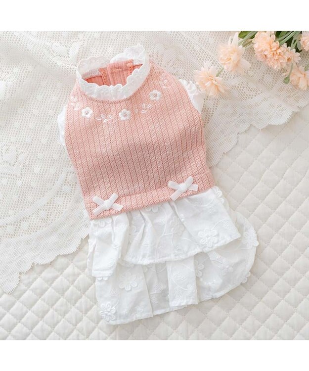 PET PARADISE ペットパラダイス ナチュラル ワンピース 《小花》 小型犬 ピンク×ホワイト