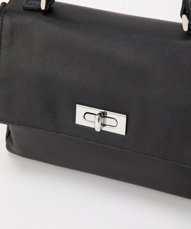 russet ソフトレザーフラップミニトートバッグ(CE-1674) Black