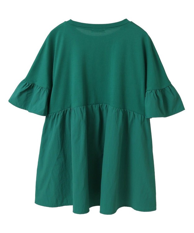 earth music&ecology 【接触冷感/洗濯機可】フリルドッキングポンチョＴ Green