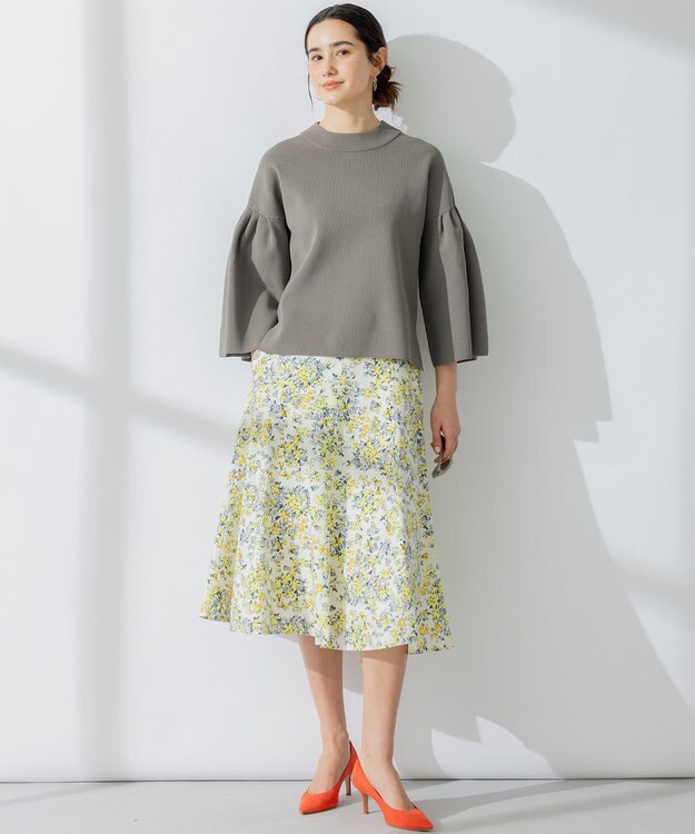 組曲 AMOSSAベルスリーブ ニット ライトグレー系