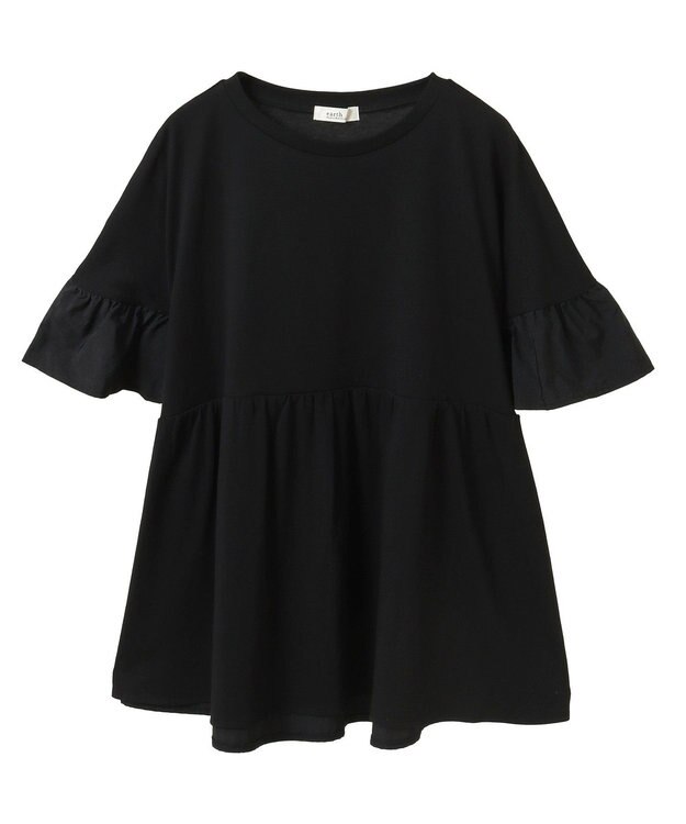 earth music&ecology 【接触冷感/洗濯機可】フリルドッキングポンチョＴ Black