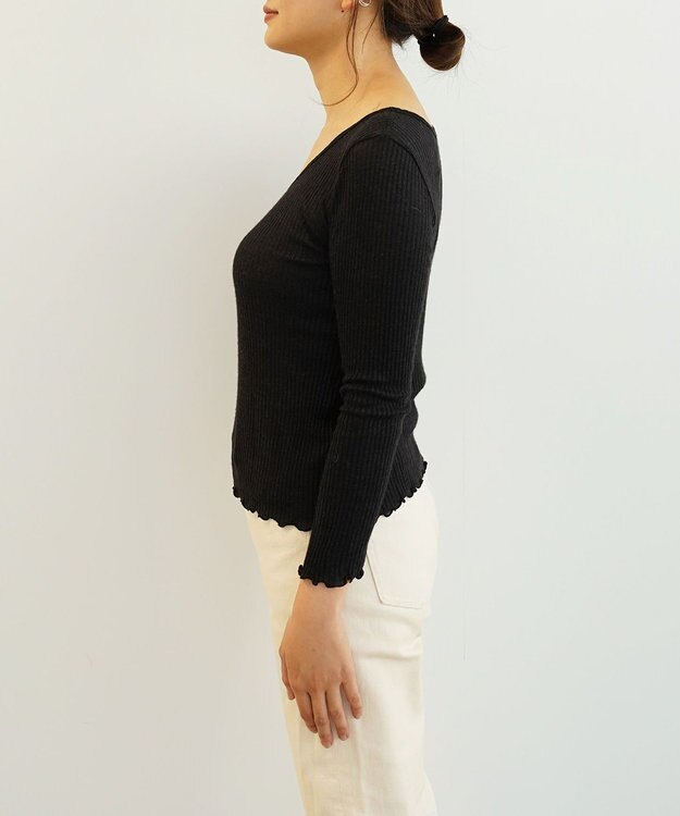 TOQUE 〈大草直子さんアドバイザー〉ベビーアルパカ×シルク ２WAYリブトップス ブラック