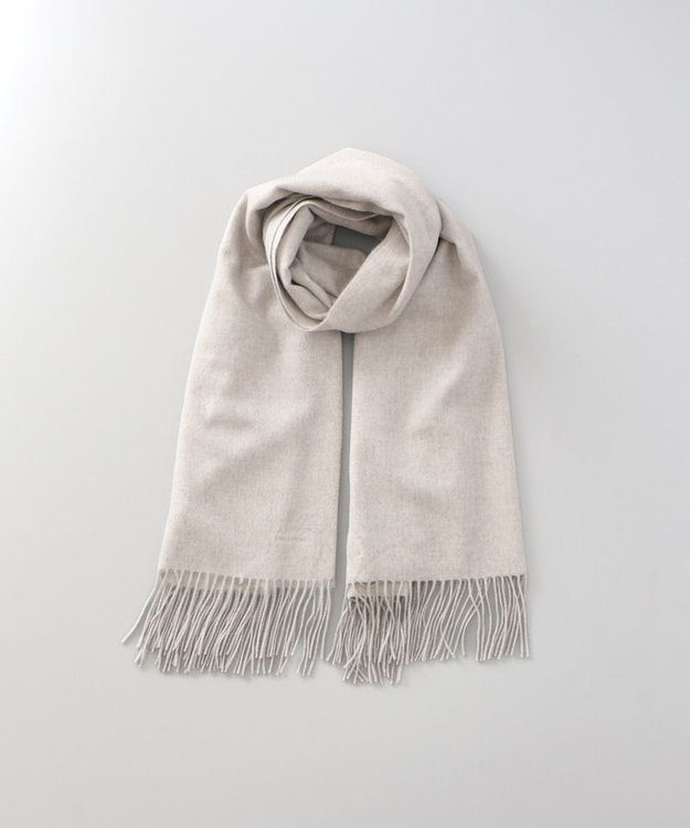 AURORA 【 LANVIN COLLECTION（ランバン コレクション） 】 カシミヤ刺しゅう入り無地ストール（幅70cm) シルバーグレー