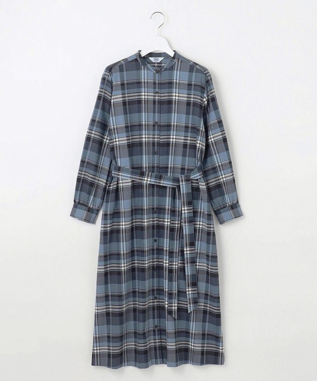J.PRESS LADIES L 【洗える】テトロンレーヨン/ウール milledタータン ワンピース ブルーチェック系