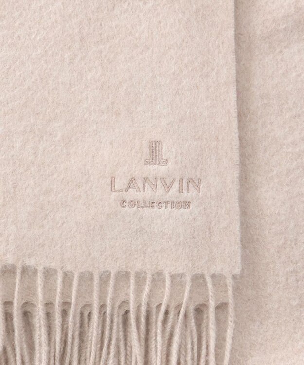 AURORA 【 LANVIN COLLECTION（ランバン コレクション） 】 カシミヤ刺しゅう入り無地ストール（幅70cm) トープ