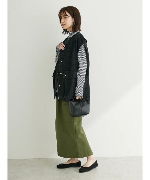 Green Parks ・ＥＬＥＮＣＡＲＥ　ＤＵＥ　ノーカラーデニムベスト Black