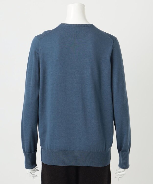 23区 【R(アール)】ウーステッドウールカシミヤ クルーネックニット ダルブルー系