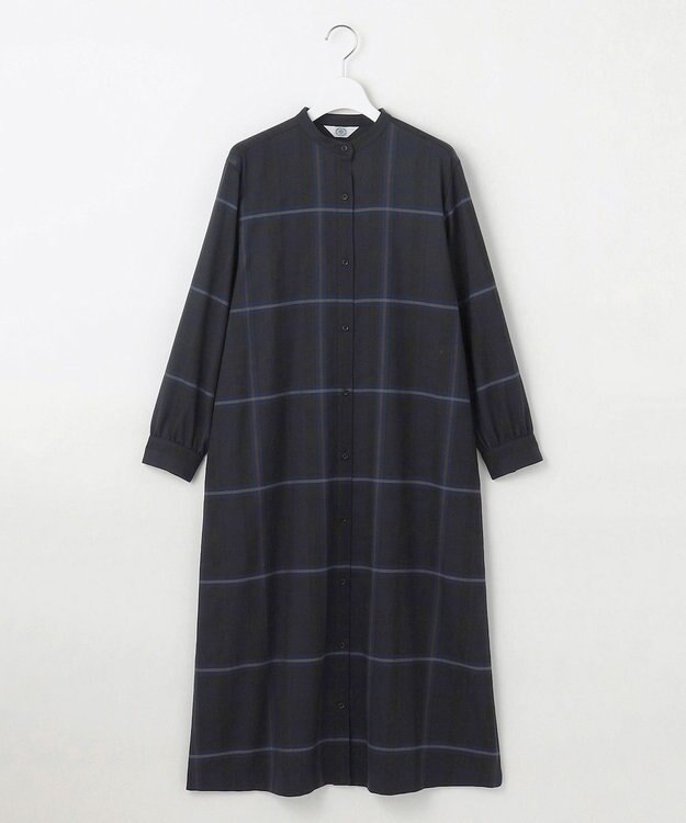 J.PRESS LADIES L 【洗える】テトロンレーヨン/ウール milledタータン ワンピース ネイビーチェック系