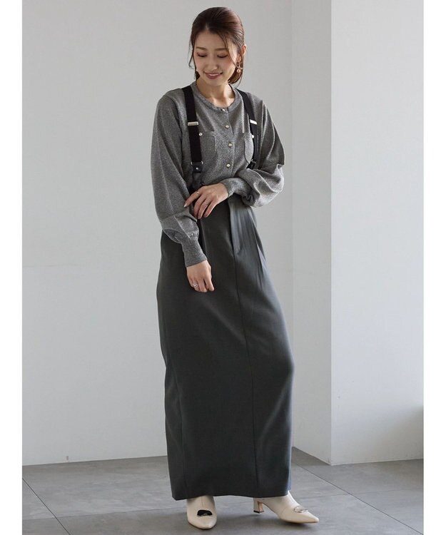 Te chichi ポケットデザインクルーネックカーディガン チャコールグレー