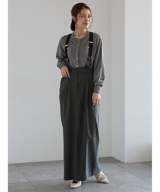 Te chichi ポケットデザインクルーネックカーディガン チャコールグレー