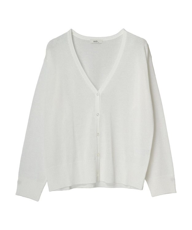 earth music&ecology ラメ入りニットカーディガン White