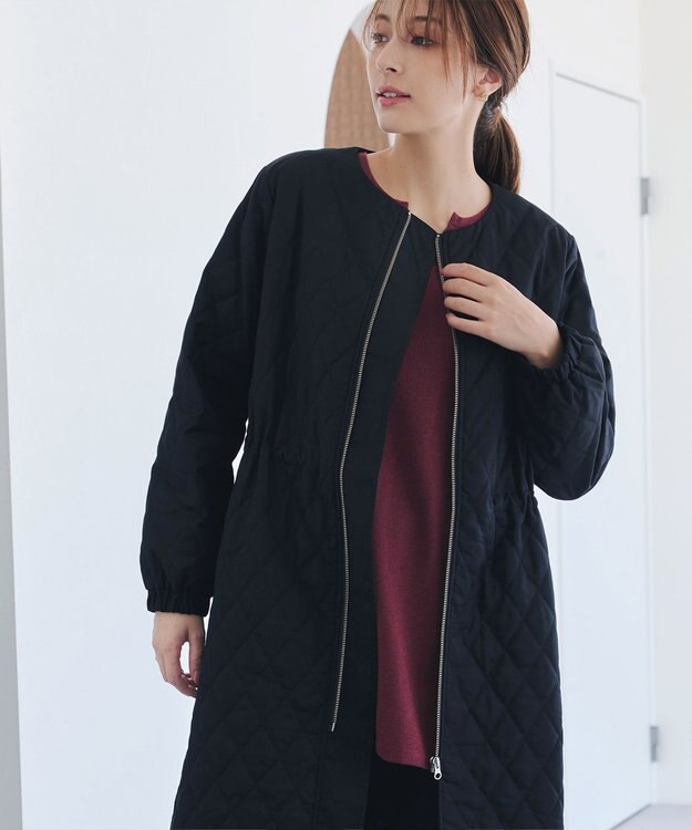 Tiaclasse L 【洗える】キーネックラメニットチュニック ワインレッド