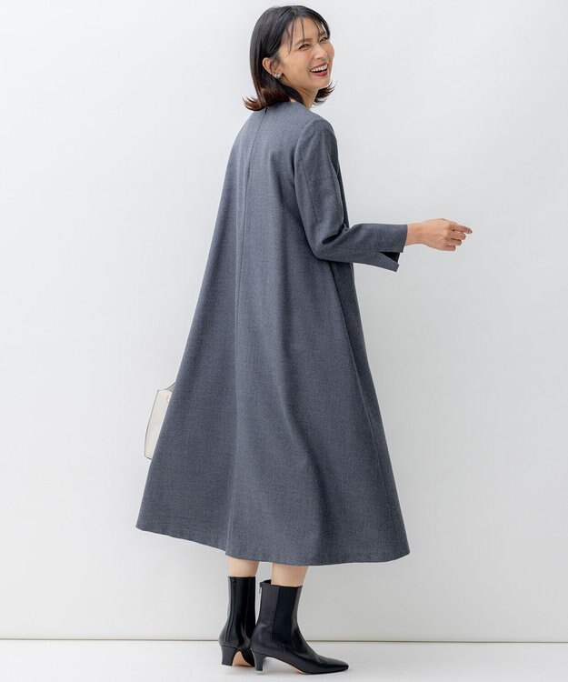 23区 ウールジョーゼット Aライン ワンピース グレー系
