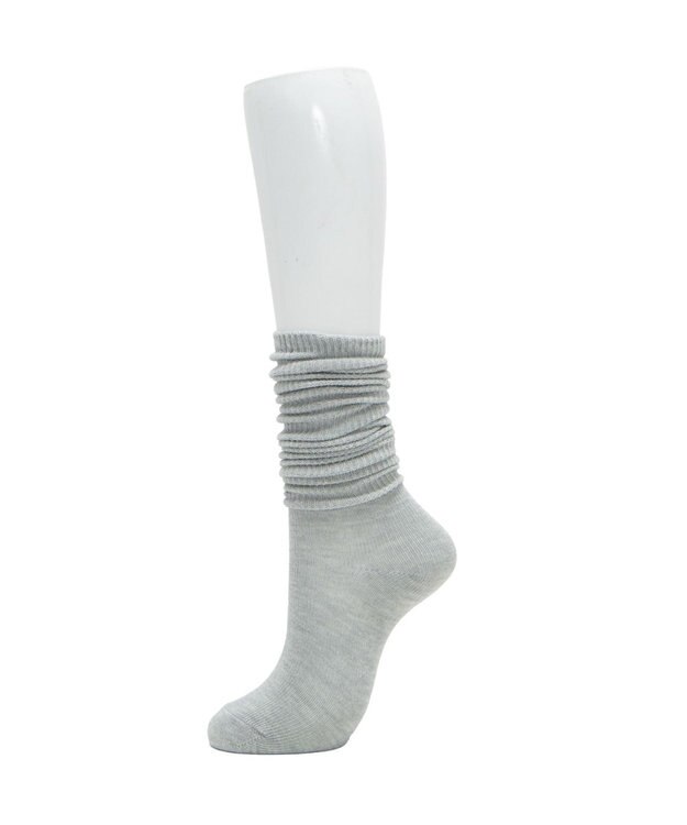 WEGO ローゲージゆるリブハイソックス ライトグレー