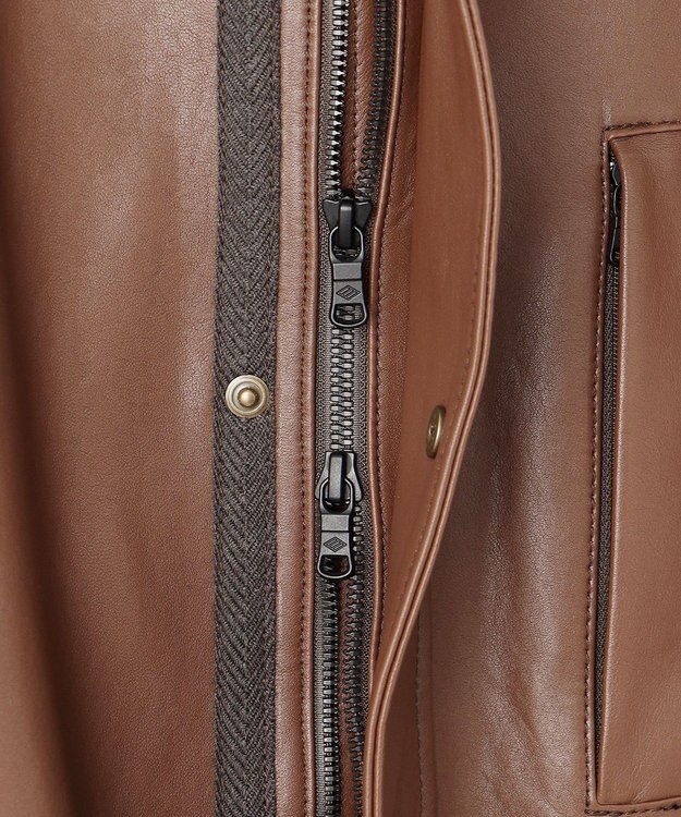 JOSEPH ABBOUD ベジタブルラムスキンレザーコート ダークブラウン系