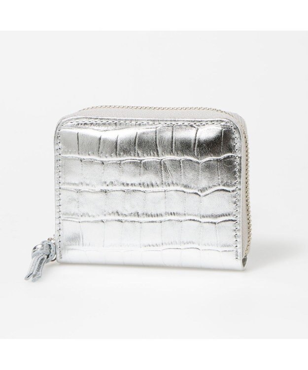 UNBILLION ペルケ perche / メタリッククロコ・ジャバラカードウォレット シルバー