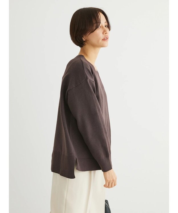 Green Parks もちやわ　Ｖネック前後差プルオーバー Brown