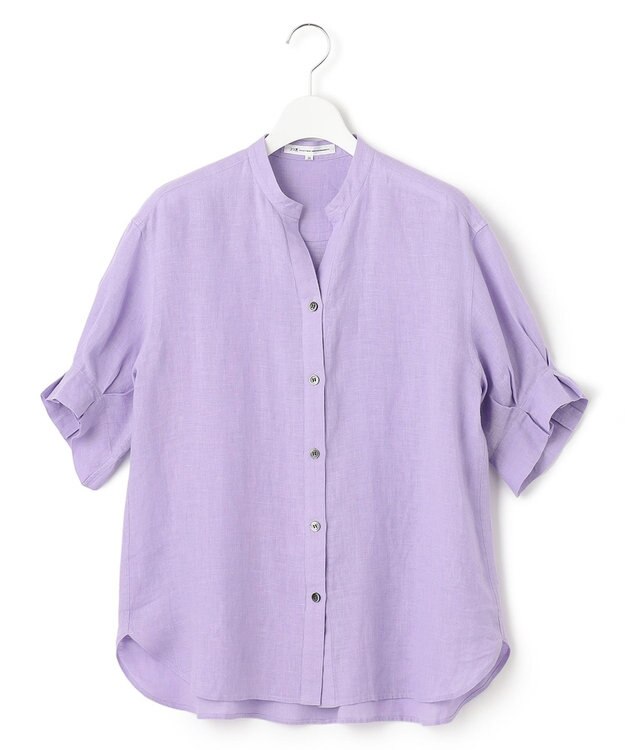 23区 S 【洗える】LIBECO スキッパーブラウス ライラック系