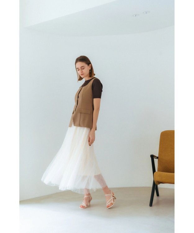 YECCA VECCA リネンライクビスチェベスト Dark Beige