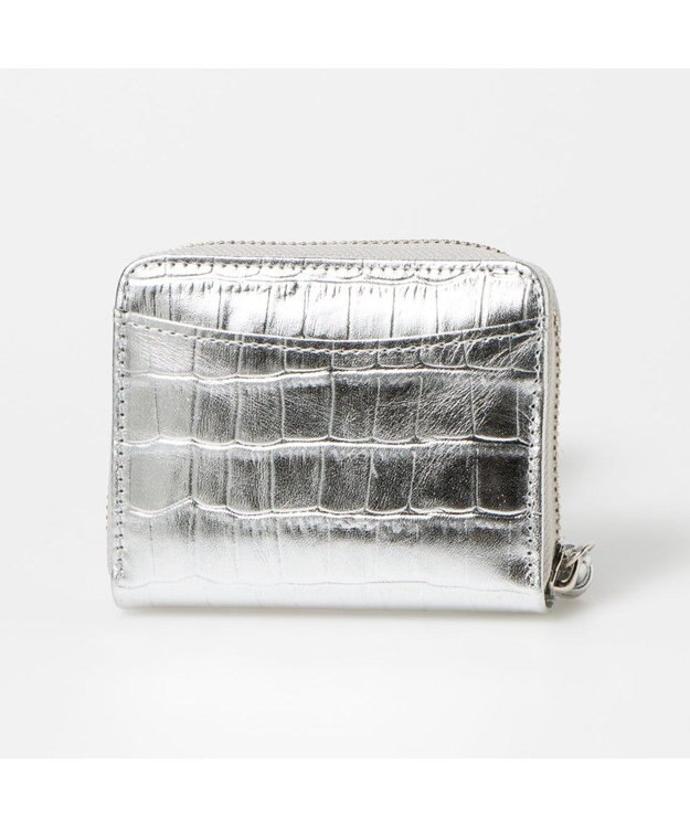 UNBILLION ペルケ perche / メタリッククロコ・ジャバラカードウォレット シルバー