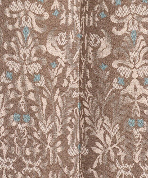 自由区 【洗える】ダマスクフローラルプリントテーパード パンツ モカ