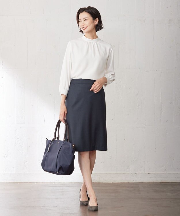 J.PRESS LADIES L 【洗える】ヌーディスバックサテン ボウタイ ブラウス アイボリー系