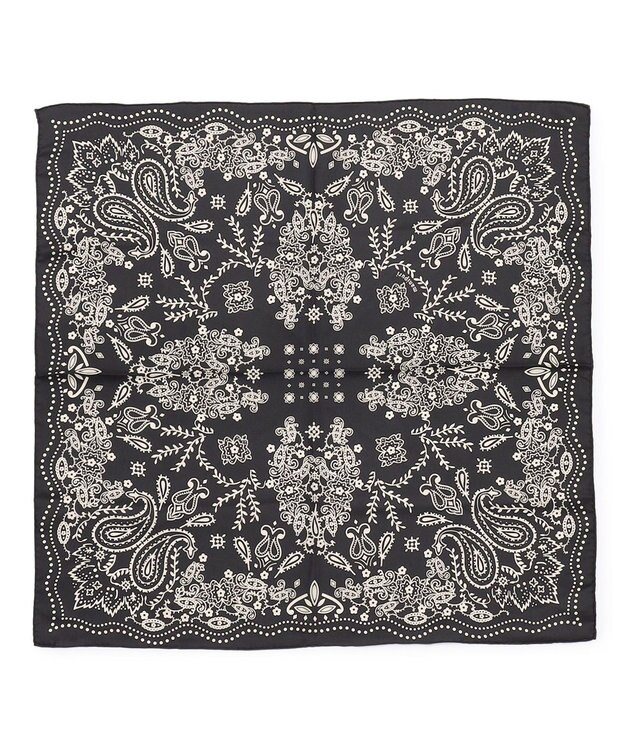 23区 【滝沢眞規子さん着用】manipuri ペイズリーモチーフ バンダナ シルク スカーフ ブラック系