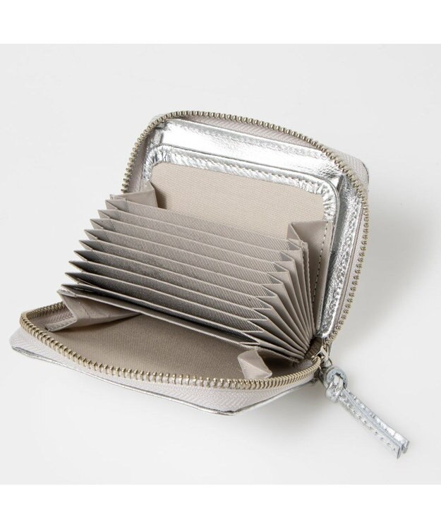 UNBILLION ペルケ perche / メタリッククロコ・ジャバラカードウォレット シルバー