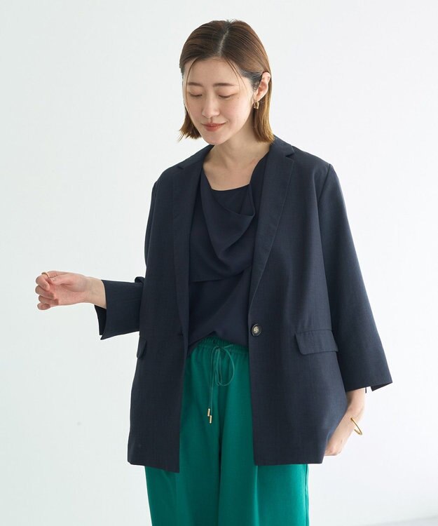 YECCA VECCA ドレープブラウス Navy