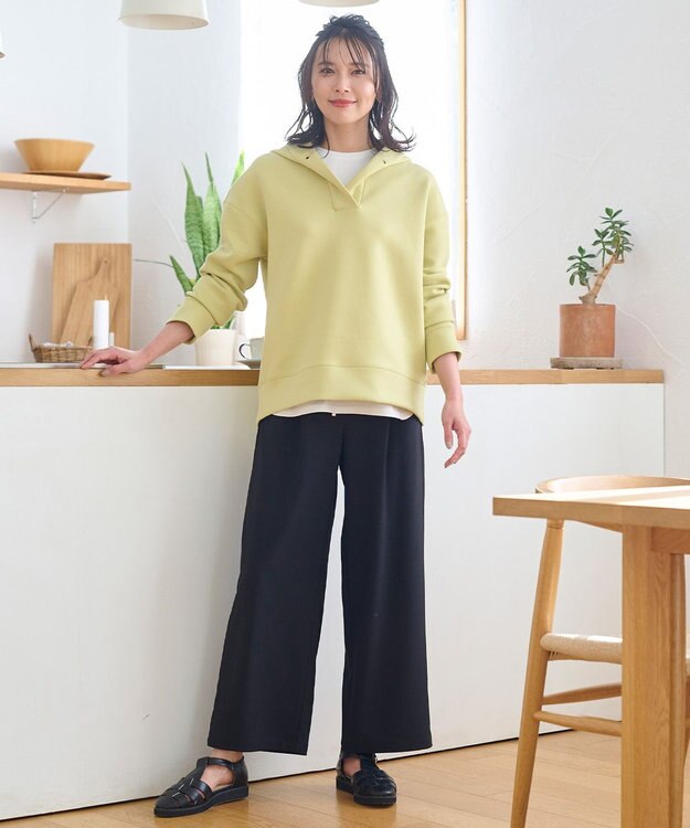 ANY 【洗える】ライトウエイト スリットネックパーカー ピスタチオ