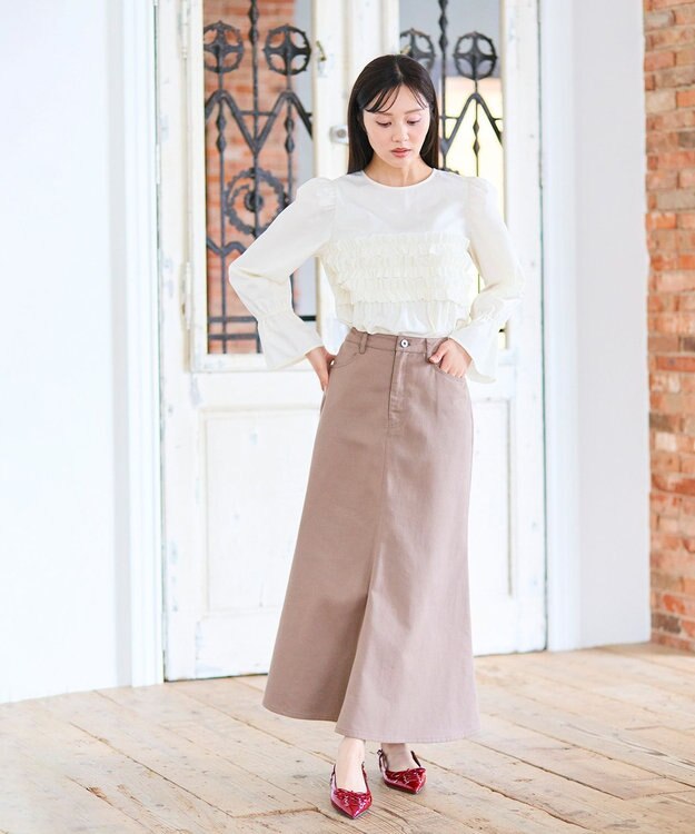 Feroux レースアップマーメイド スカート ベージュ系