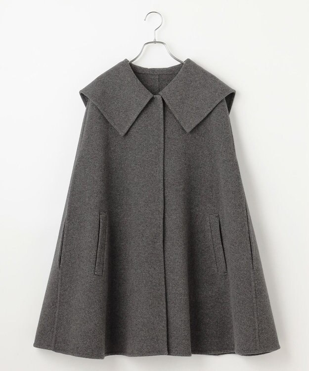 #Newans セーラーカラーダブルフェイスケープコート グレー