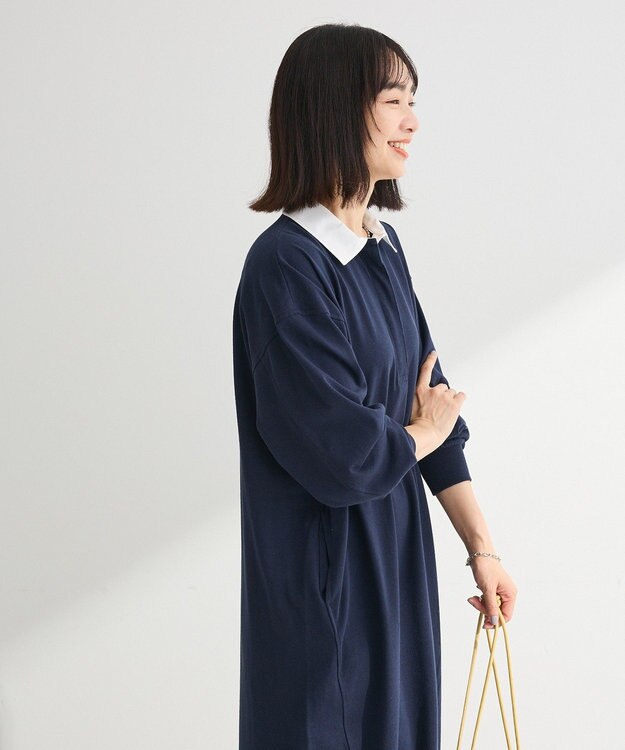 Green Parks ラガーシャツワンピース Navy