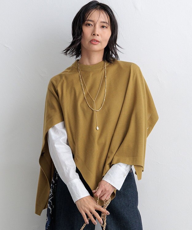 23区 【洗える】コンパクトウール ポンチョ イエロー系