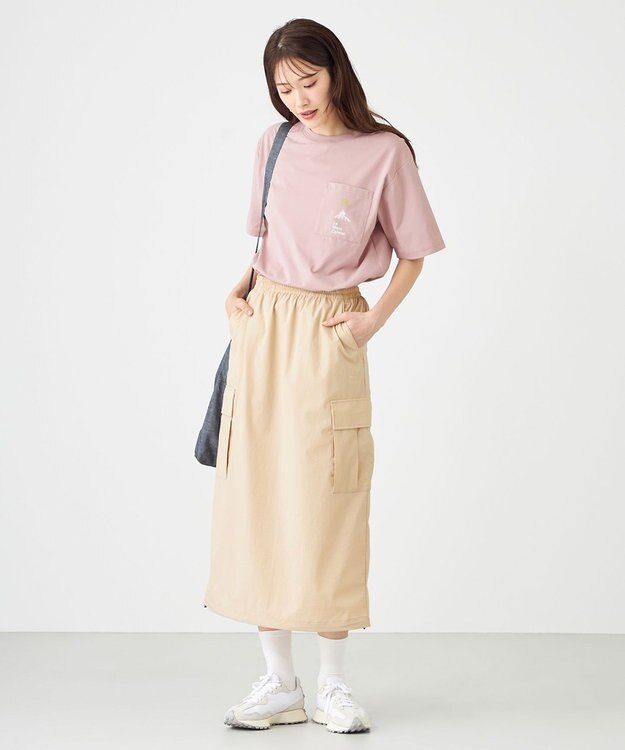 SHARE PARK LADIES 【撥水・UVカット・ストレッチ・軽量 】ナイロンカーゴスカート（S・Mサイズ） ベージュ系