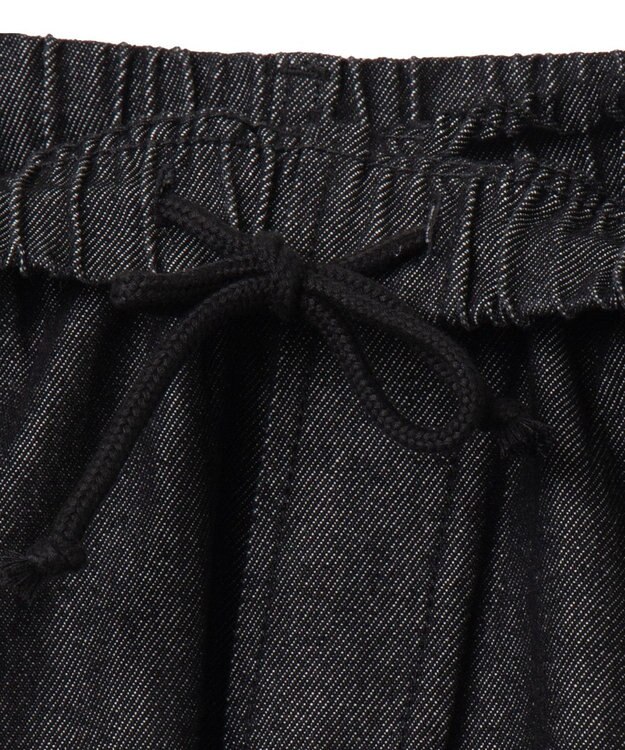 WEGO 【ウエストゴム/SMLサイズ展開】デニムイージーストレートパンツ2 ブラック