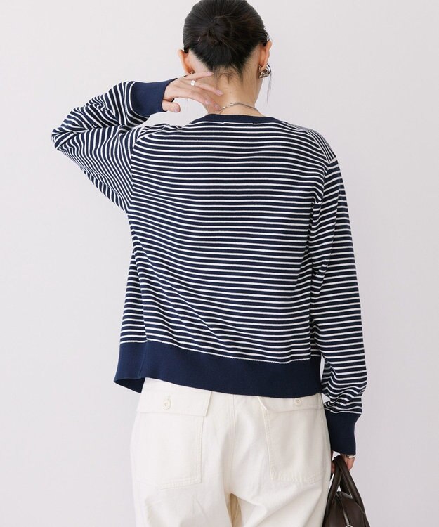 AMERICAN HOLIC クルーネックニットカーディガン Border Navy