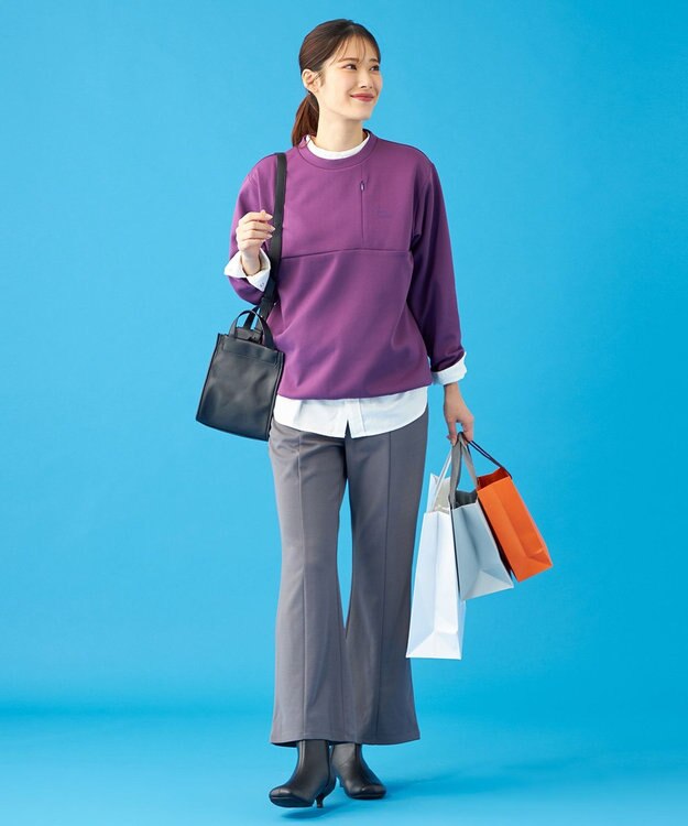 SHARE PARK LADIES 【UVカット・吸水速乾・ストレッチ・軽量・アンチピリング 】ダンボールクルーネックスウェット（S・Mサイズ） パープル系