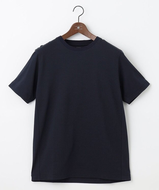 JOSEPH ABBOUD 【オリジナルオーガニックコットン使用】JOE COTTONサッカークルーネック シャツ ネイビー系