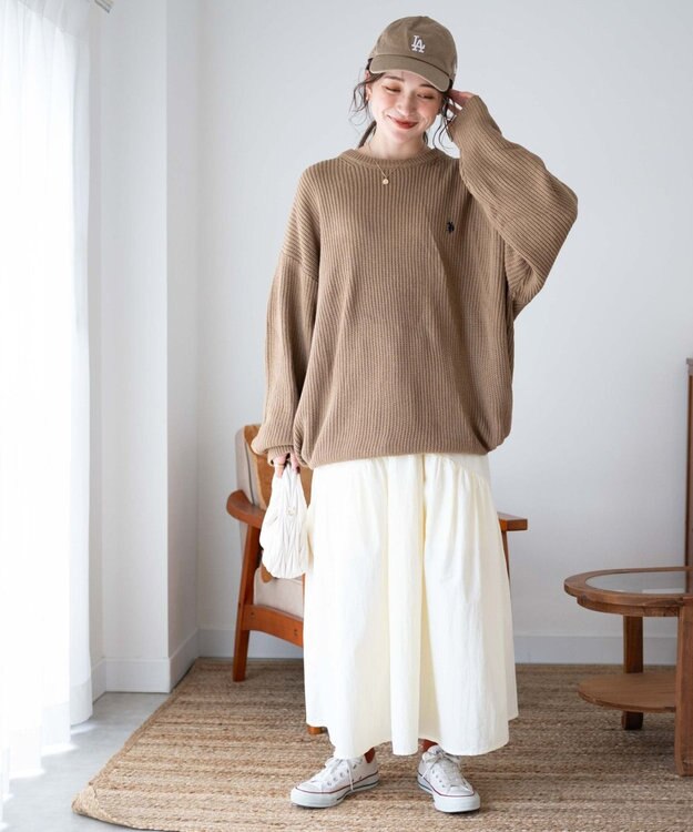 WEGO U.S. POLO ASSN.|別注畔編みニットプルオーバー ベージュ