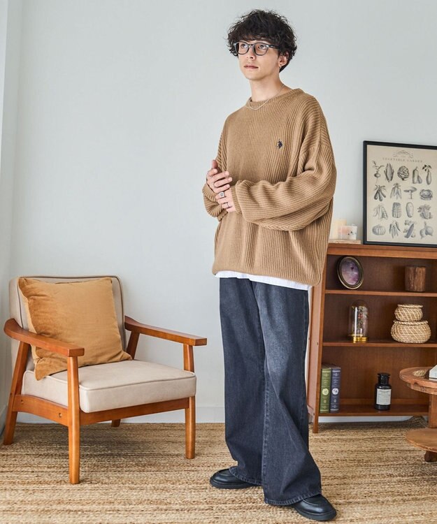 WEGO U.S. POLO ASSN.|別注畔編みニットプルオーバー ベージュ