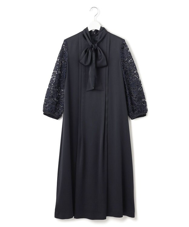 23区 【APPLAUDIR】ノーブルサテン レースコンビドレス ネイビー