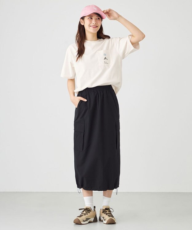 SHARE PARK LADIES 【撥水・UVカット・ストレッチ・軽量 】ナイロンカーゴスカート（S・Mサイズ） ブラック系